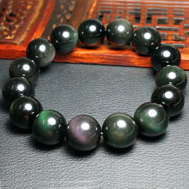 Customized natural rainbow eye obsidian bracelet couple style cat eye bracelet CB2040901 