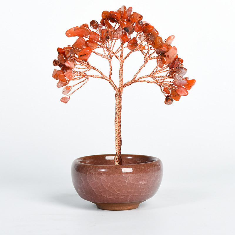 Natural crystal tree gravel ornaments crystal tree home creative office decoration crafts colorful small bowl shape base 