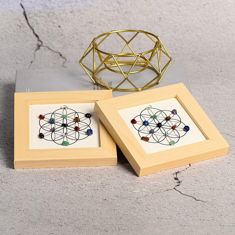 Flower of Life Raw Stone Crystal Photo Frame Table Move-in New Tree House Picture Frame Home Festive Ornament Gift 