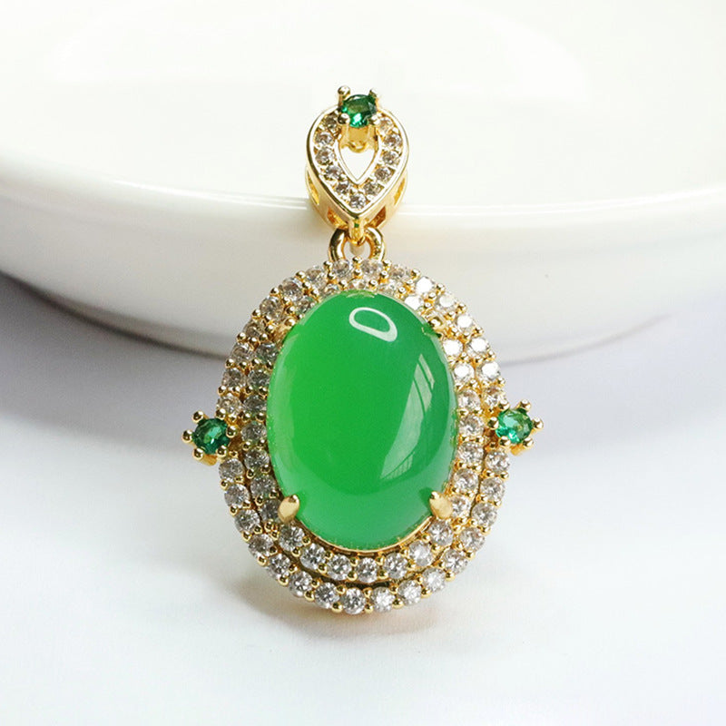 Ice green chalcedony pendant red agate yellow chalcedony necklace national trend MN4012308