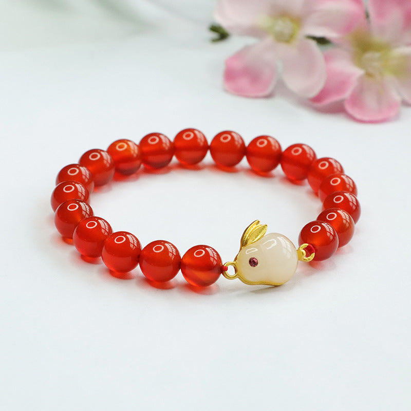 Natural Agate Rabbit Bracelet Red Agate Year of the Rabbit Bracelet Jewelry Jewelry MN2121409