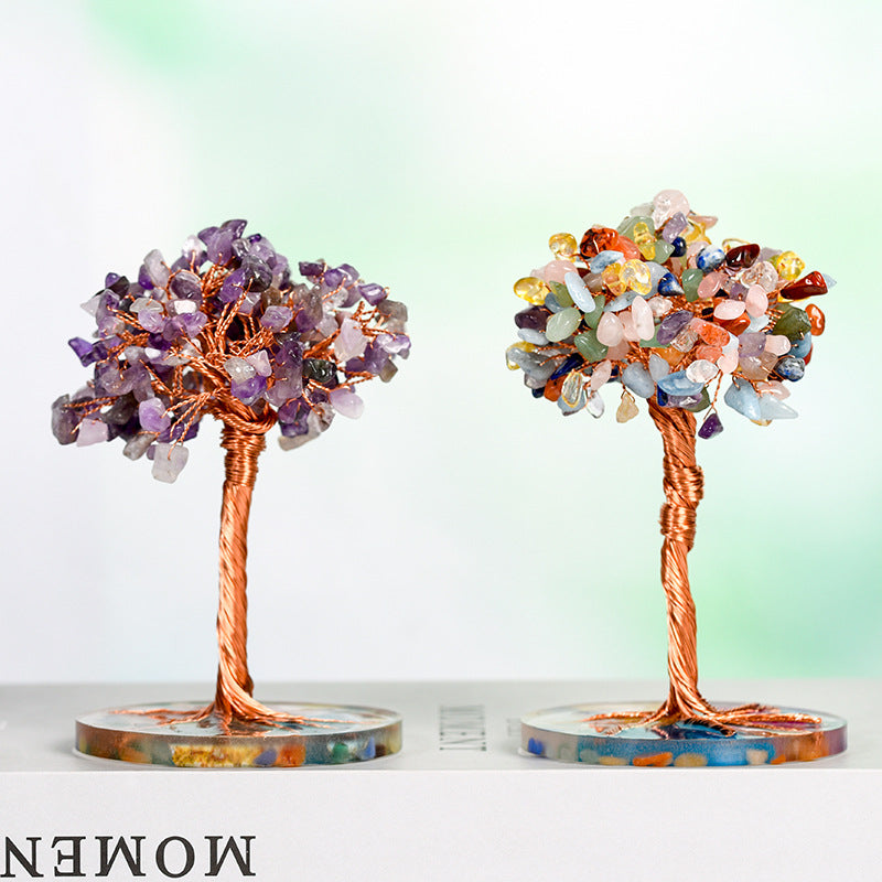 Amethyst Agate Base Crystal Tree Ornaments Crafts Amethyst Crystal Tree Home Office Desktop Creative Tree Decoration 