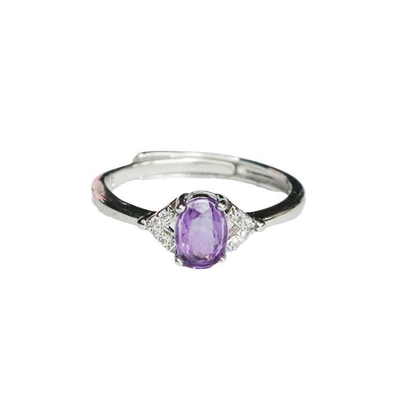 Natural amethyst ring purple color treasure ring ring jewelry live broadcast one piece CB2040713 