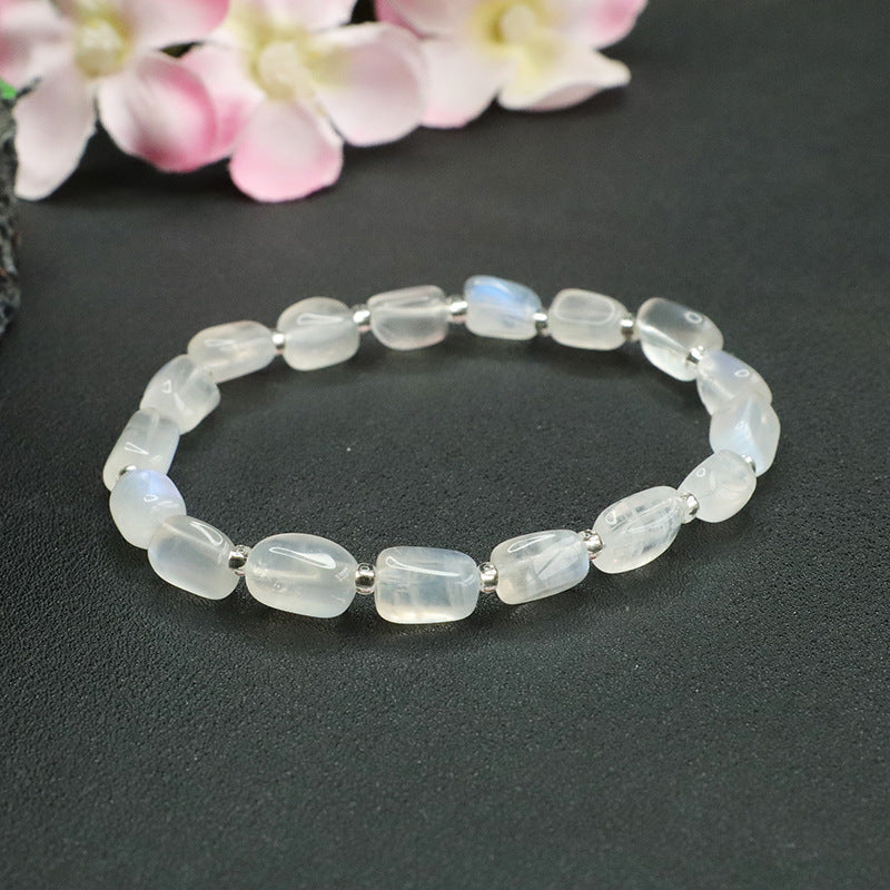 Natural white moonstone bracelet cream body blue light crystal color treasure CB2120609 