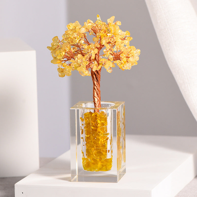 Natural gravel crystal tree diamond glass bowl crafts home creative office desk decoration color tree wholesale 