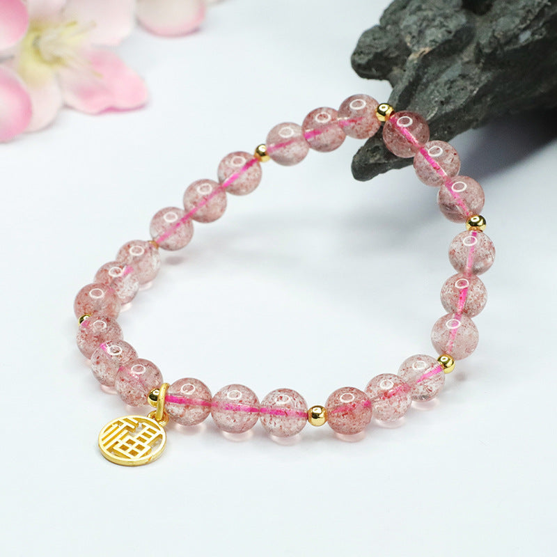 Natural strawberry crystal bracelet ice translucent red strawberry crystal women's bracelet CB3032905 