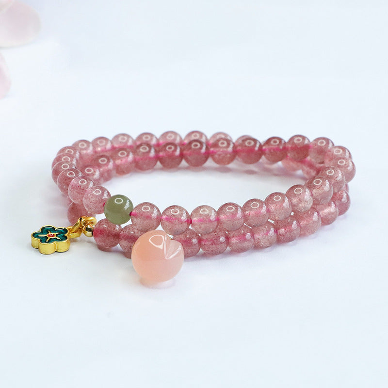 Natural crystal bracelet strawberry crystal two-circle bracelet Yanyuan Taozi jewelry factory wholesale CB3071206 