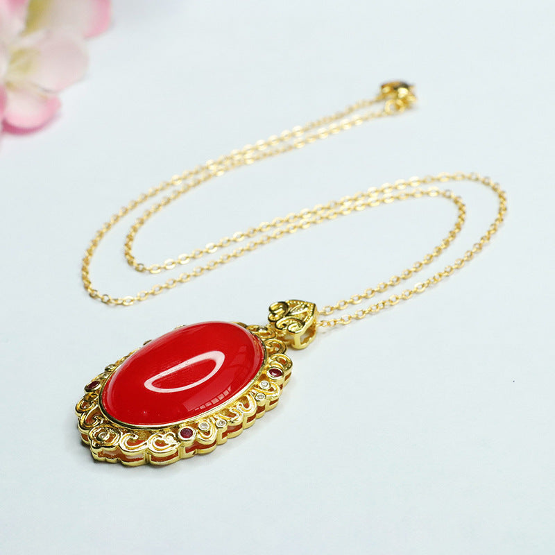 Ice pigeon blood red agate pendant pigeon egg chalcedony necklace MN3060403