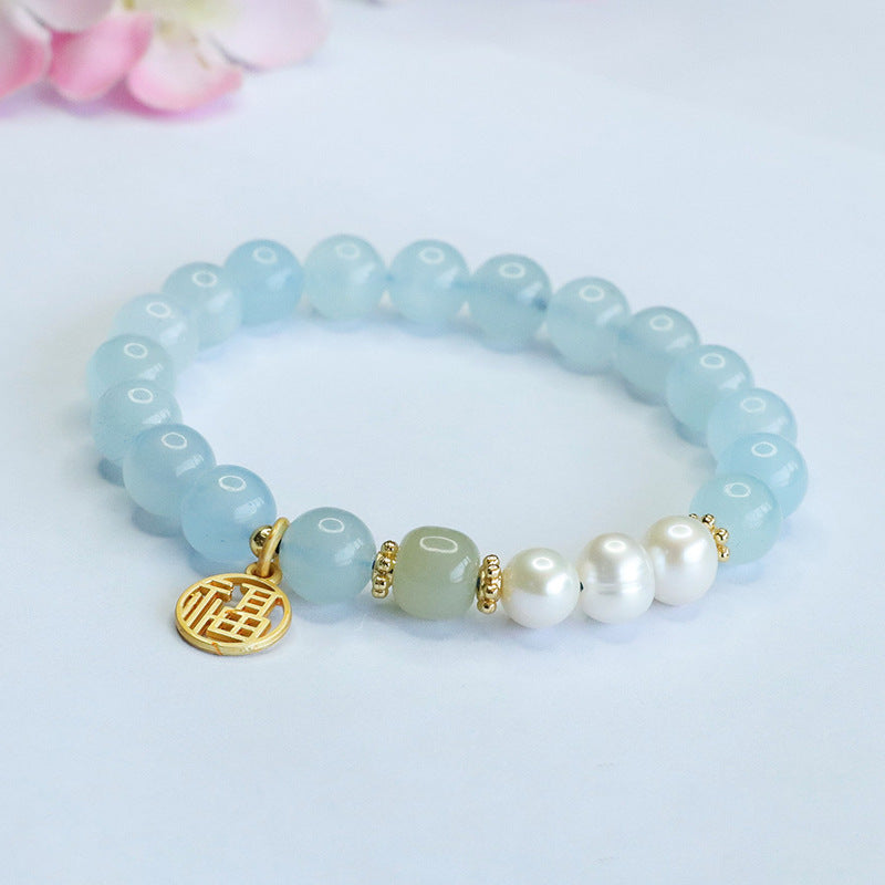 Aquamarine Bracelet Pearl Fu Brand Bracelet Crystal Women's CB3071402 