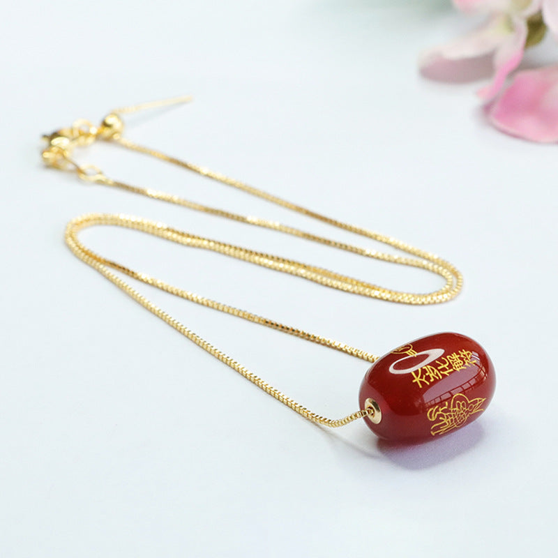 18K gold with red agate pendant Passepartout necklace MN3030204