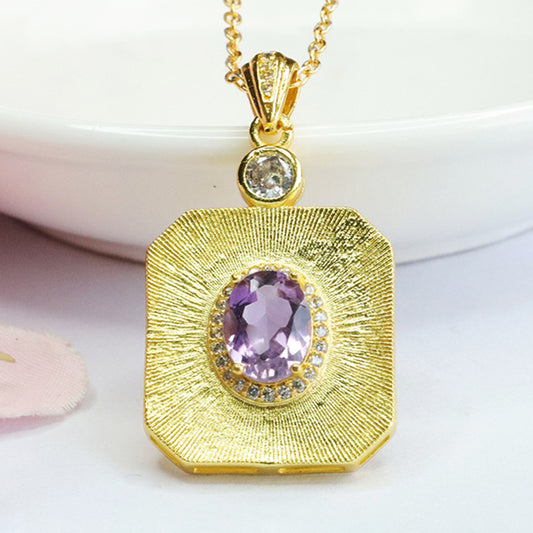 Natural amethyst pendant purple colored gemstone pendant necklace CB3080116 