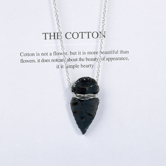 A large number of spot natural obsidian arrowhead raw stones handmade diy pendant necklace materials jewelry accessories 