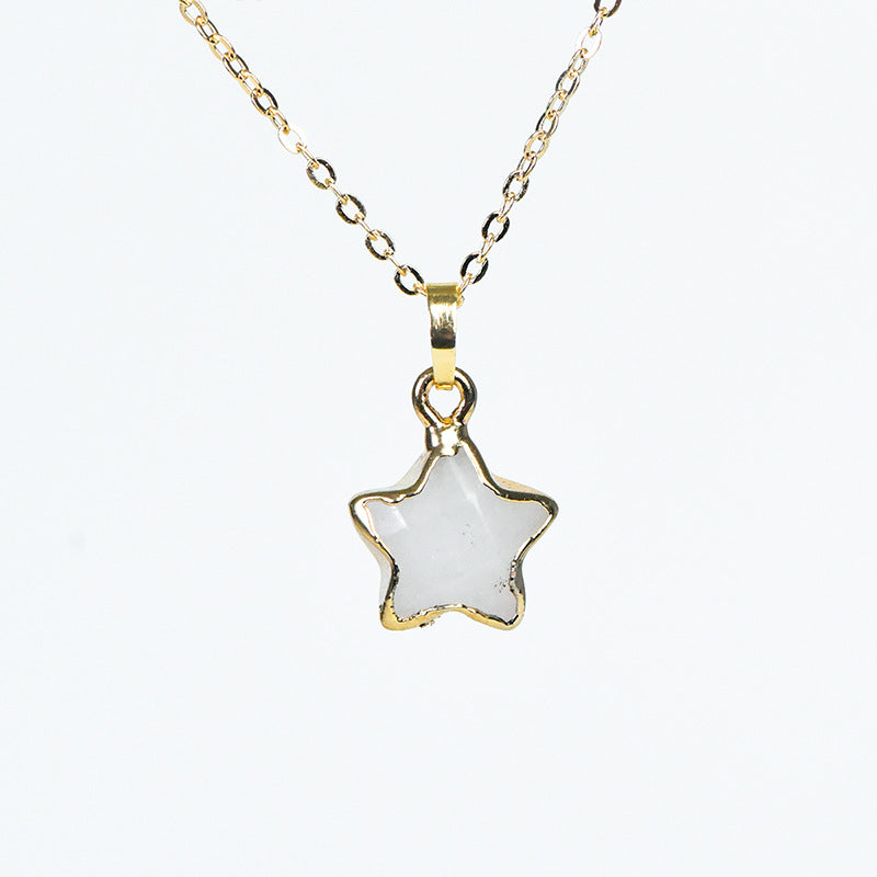 Exquisite natural amethyst star shape gold-plated pendant irregular crystal necklace jewelry accessories 