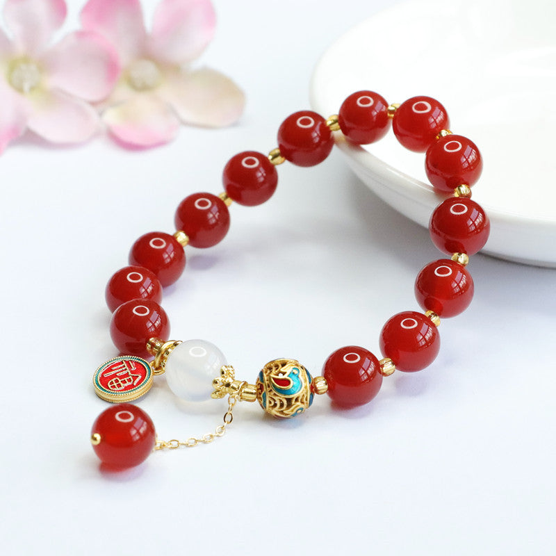 Natural red agate bracelet chalcedony diy tassel bracelet jewelry MN2071315