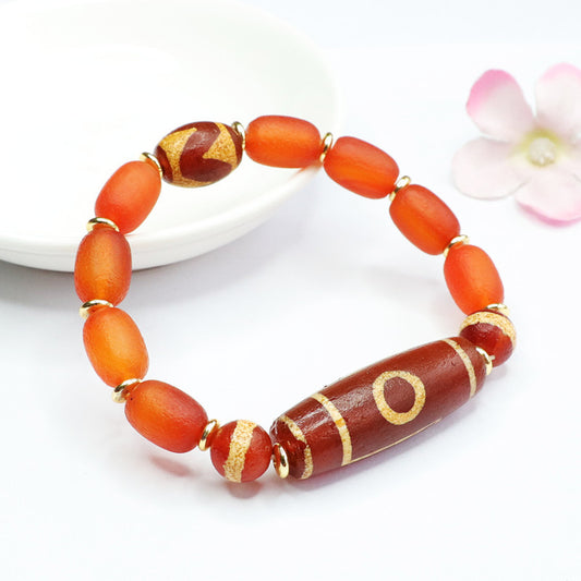 Old material red agate bracelet Dzi beads passepartout bracelet MN2042016