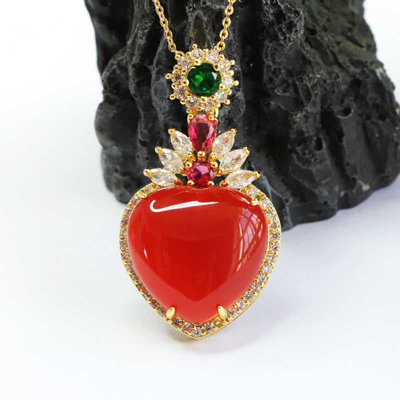 Natural red agate pendant chalcedony love cross-border hot selling jewelry MN2102001