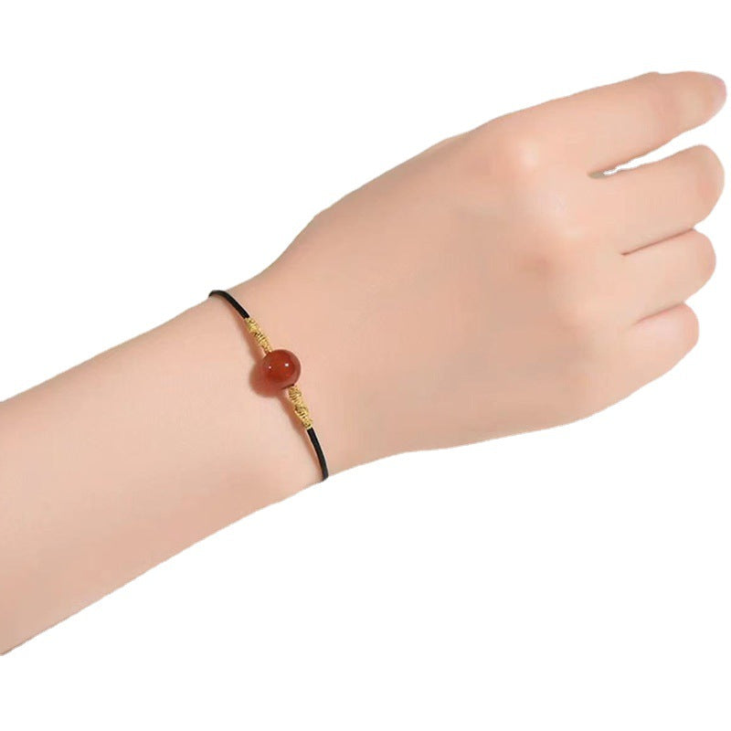 Acacia bean red agate necklace bracelet Xiaohongshu Douyin same style bracelet braided clavicle MN2061207