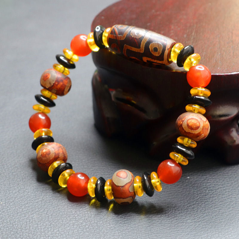 Tibetan nine-eye dzi bead bracelet agate bracelet jewelry MN1122577