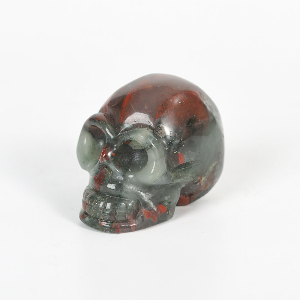 Crystal carved skull jade home office crystal pink aventurine semi-precious stone 1.5 inch skull ornament 