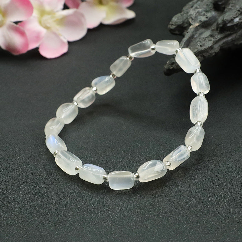 Natural white moonstone bracelet cream body blue light crystal color treasure CB2120609 