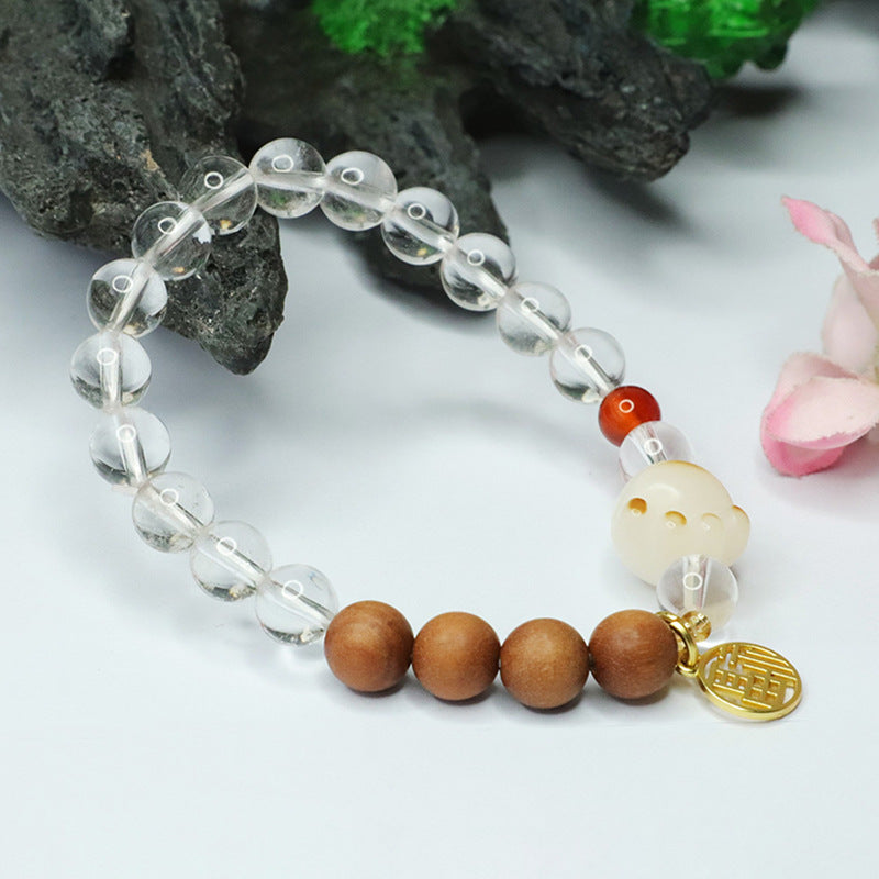 Natural white crystal bracelet sandalwood bodhi root cat claw bracelet for women CB3091502 