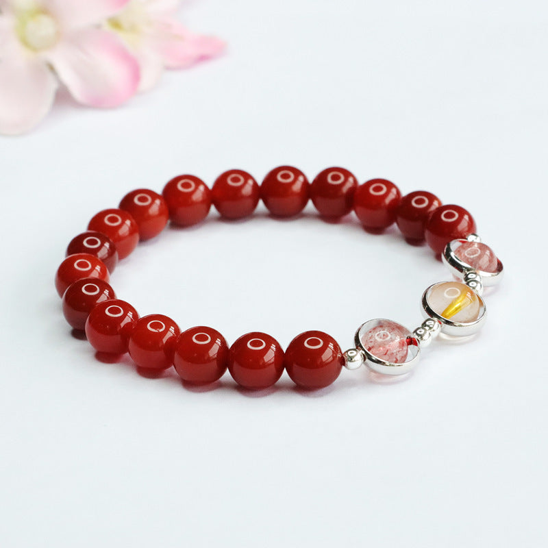 Red Agate Bracelet Strawberry Crystal Blonde Crystal Bracelet MN3041101