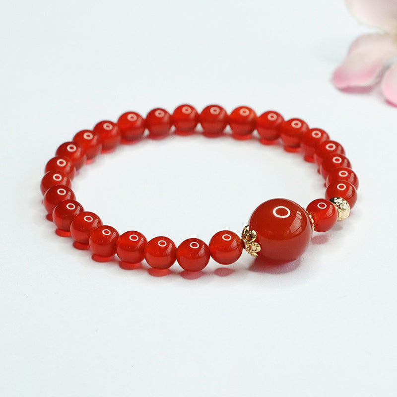 Red Agate Bracelet Chalcedony Crystal Bracelet Ancient Style Jewelry MN4060402