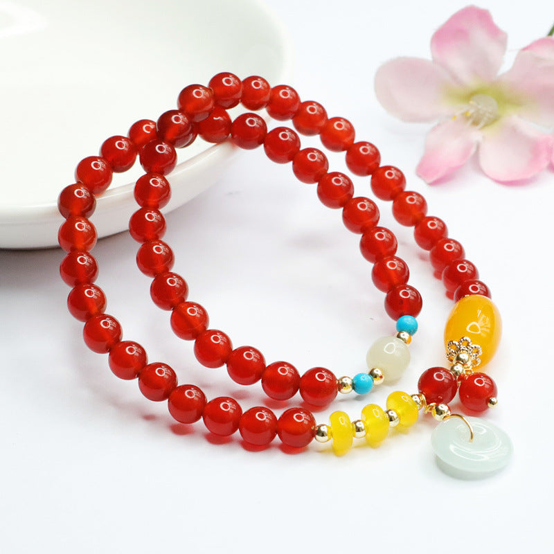 Natural red agate bracelet chalcedony jade peace buckle bracelet MN2062703