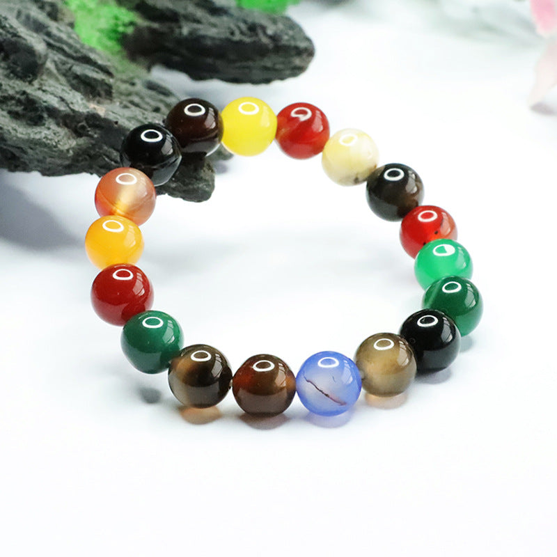 Natural Agate Bracelet Colorful Chalcedony Bracelet Single Circle Women CB3050505