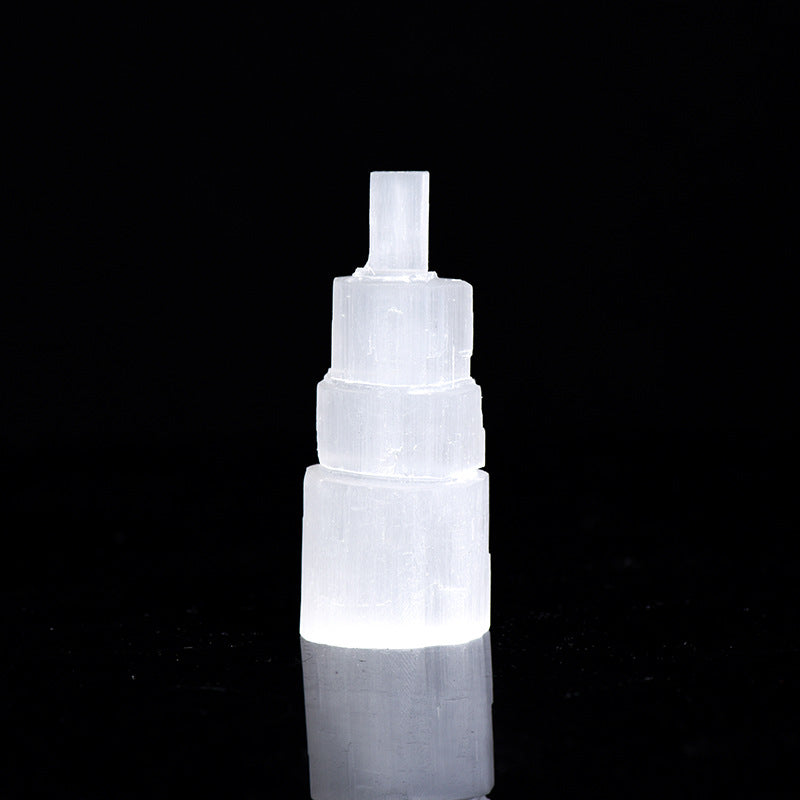 Manufacturer's natural Moroccan white gypsum tower-shaped crystal raw stone creative home desktop ornaments 