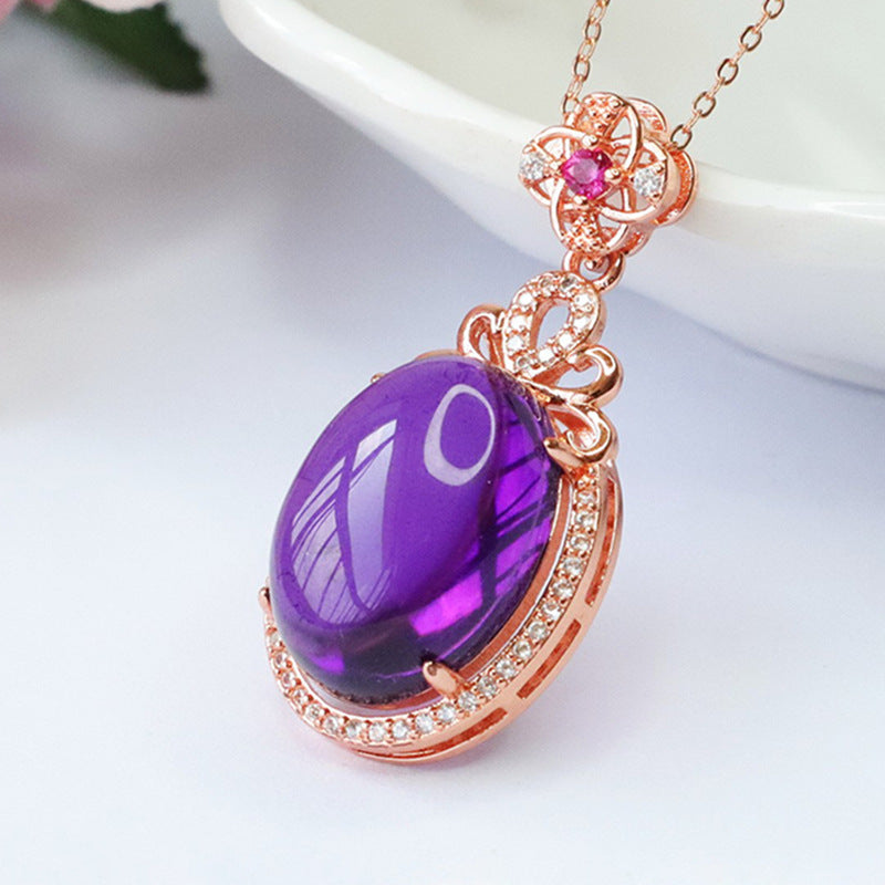 Natural amethyst pendant dove egg purple color treasure necklace for women CB3100108 