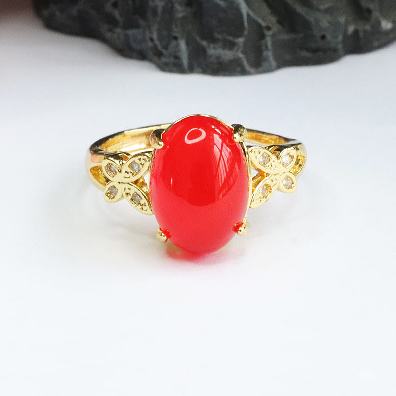 Natural red agate ring pigeon blood carnelian ring palace style MN3100102