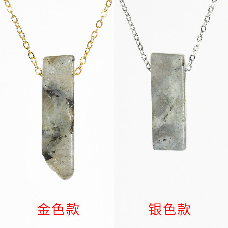 Natural crystal agate personalized irregular flat long necklace with long pendant 