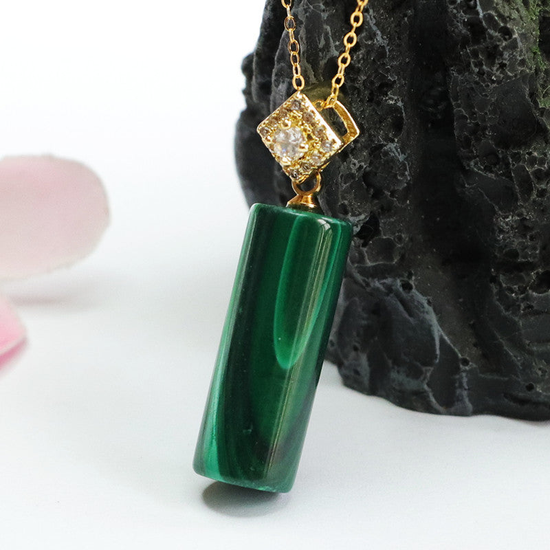 Natural malachite cylindrical pendant Passepartout necklace jewelry CB2042404 