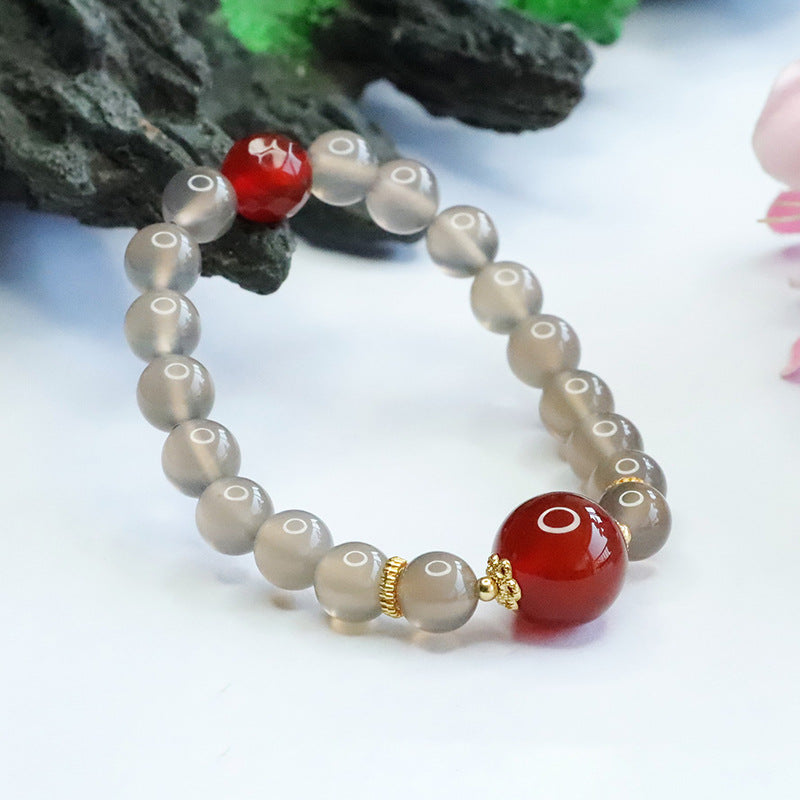 Natural smoked purple chalcedony bracelet red agate bracelet palace style jewelry for women CB3042606