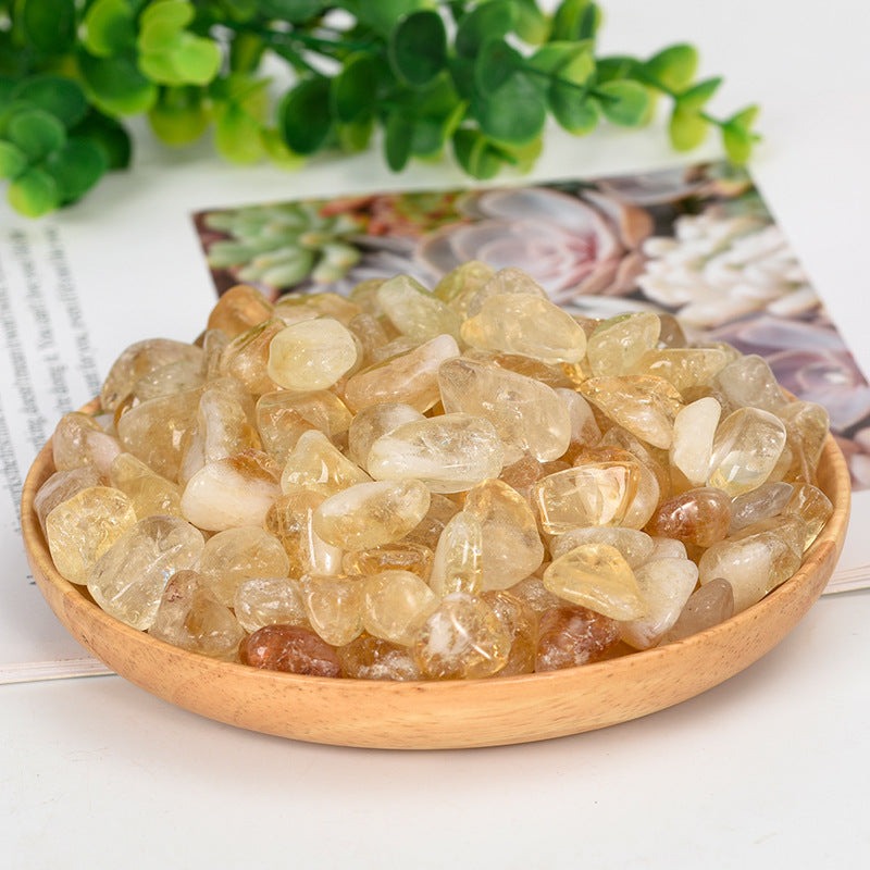 Natural Brazilian citrine gravel fish tank stone for Buddha degaussed crystal gravel 