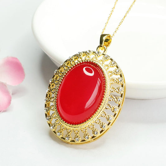 Red agate pendant pigeon blood carnelian necklace national fashion jewelry MN4042406