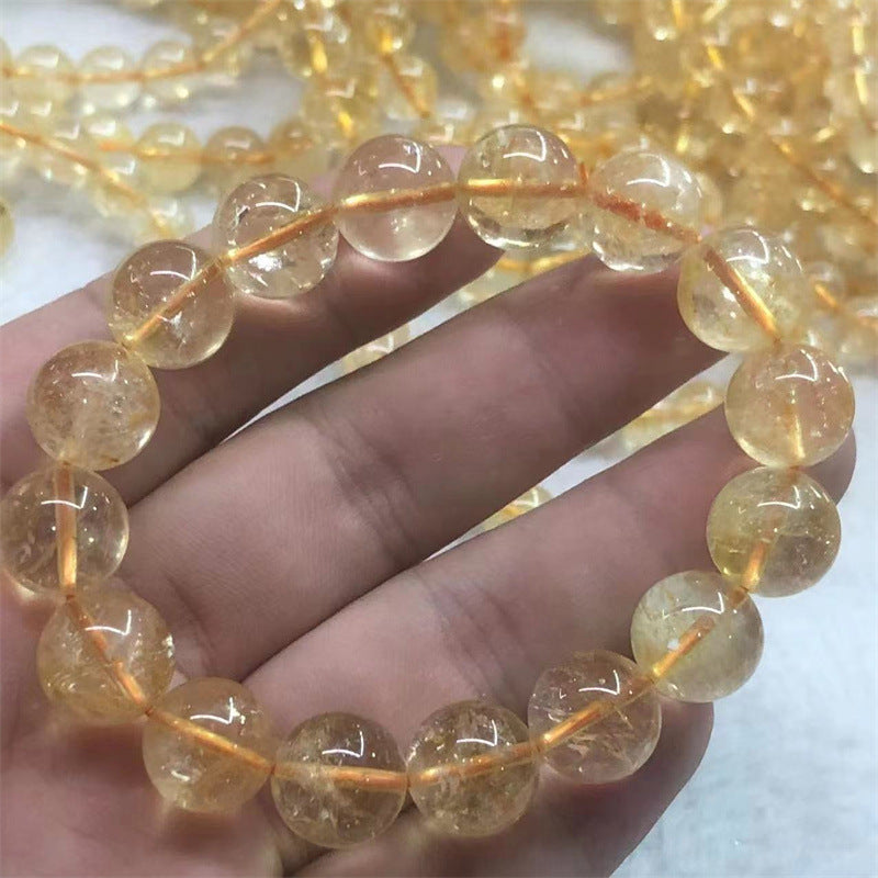 Natural Yellow Asai Citrine Single Circle Bracelet Rainbow Light Bracelet Non-Artificial Explosion Finished Bracelet Wholesale