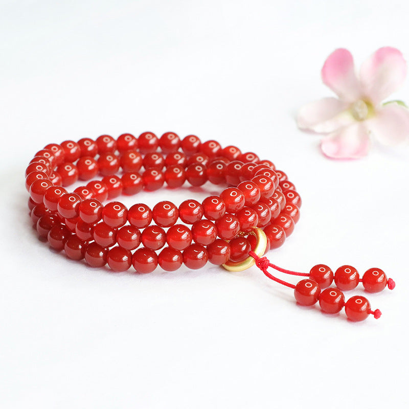 Natural red agate multi-circle bracelet chalcedony with running ring bracelet for women national trend MN4062604