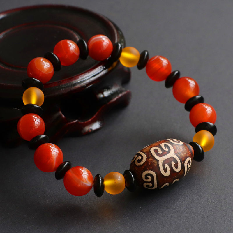 Pattern Dzi Beads Red Agate Bracelet Chalcedony Accessories Jewelry MN1122568