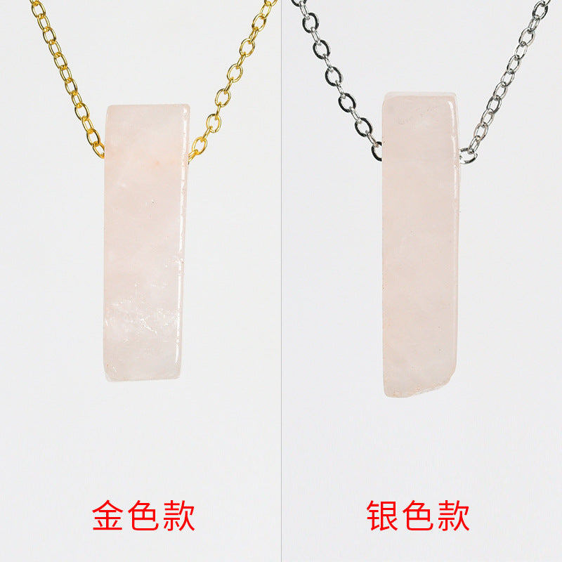 Natural crystal agate personalized irregular flat long necklace with long pendant 