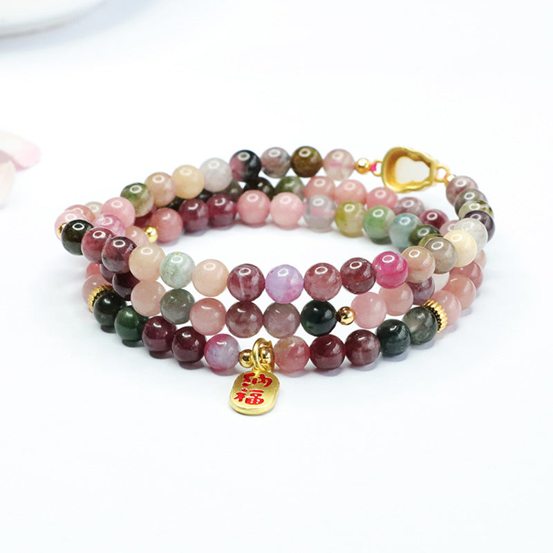 Natural Brazilian tourmaline bracelet multi-circle crystal bracelet for women CB3032705 