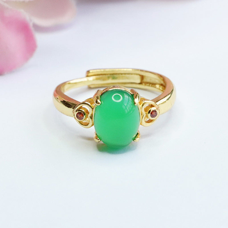 Natural chrysoprase ring pigeon blood red agate ring ethnic style MN3110501