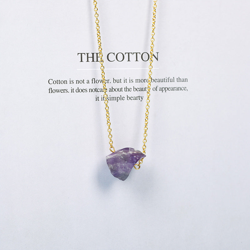 Jewelry Raw Amethyst Irregular Raw Stone Pendant Raw Rough Stone Rose Quartz Citrine Necklace 