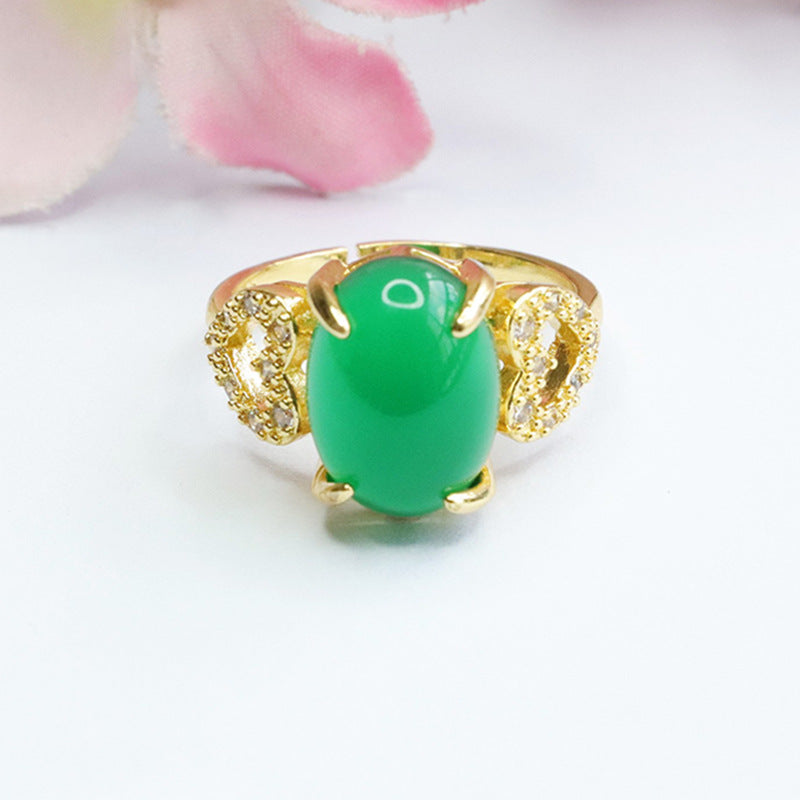 Natural red agate ring imperial chrysoprase ring vintage MN3110505