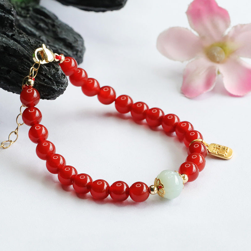 Natural red agate bracelet emerald pumpkin bead bracelet new Chinese style welfare MN4061202