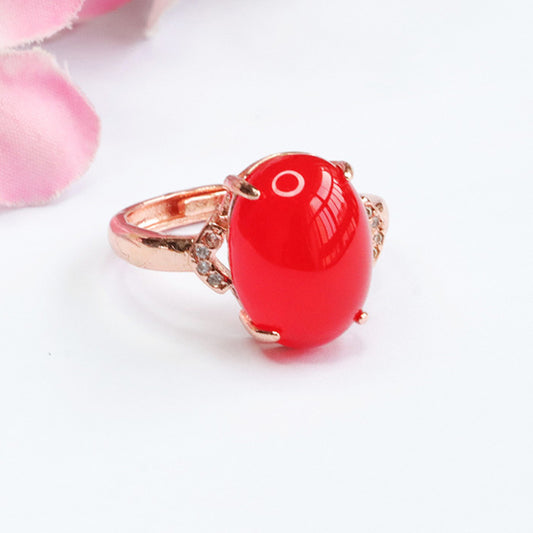 Natural red agate ring pigeon blood carnelian ring palace style MN3102904