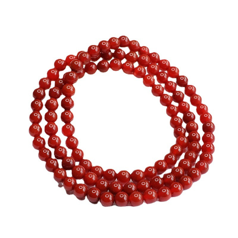 Red Agate Bracelet 108 Buddha Beads Necklace Southern Red Jewelry MN2041411 