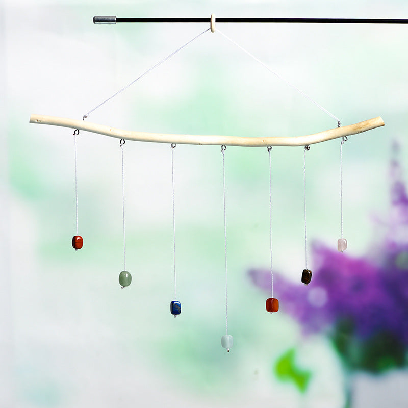 Natural crystal mushroom love wind chime window bell car decoration multi-color elegant home pendant living room balcony decoration 