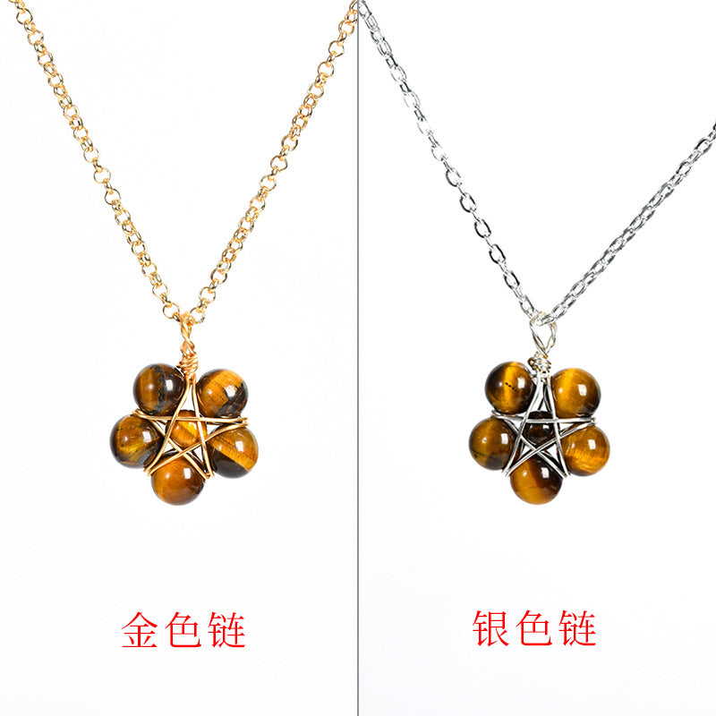 Natural crystal raw stone round beads flower jade pendant hand-wound hot-selling jewelry 